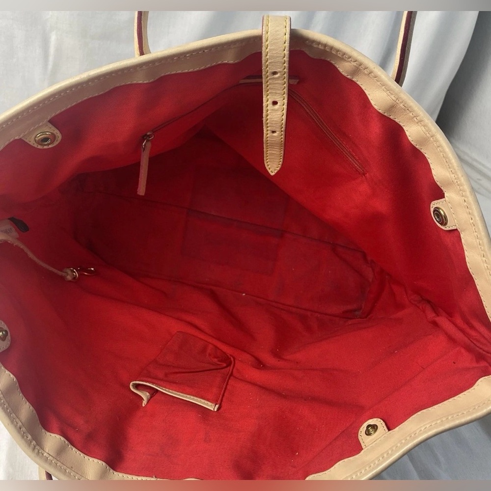 Dooney & Bourke Beige Monogram Tote Canvas Leather Trim Shoulder Bag Large - Picture 2 of 7